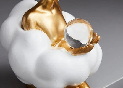 OCS - Reading Woman on Cloud Sculpture - Resin Art Object 5