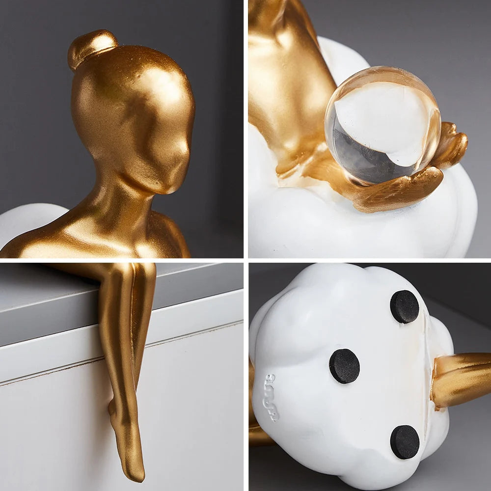 OCS - Reading Woman on Cloud Sculpture - Resin Art Object 6