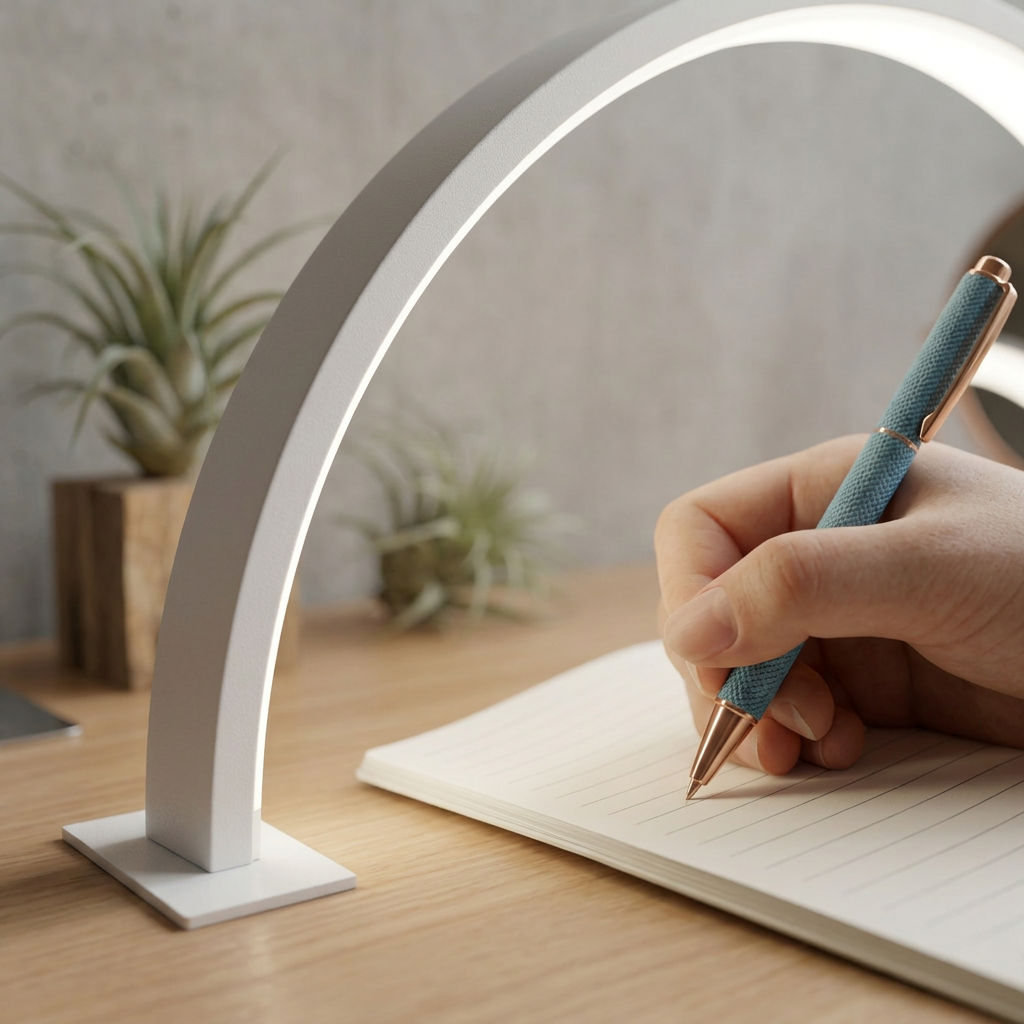 Elara Haus Half-Moon LED Task Light for Desk & Beauty
