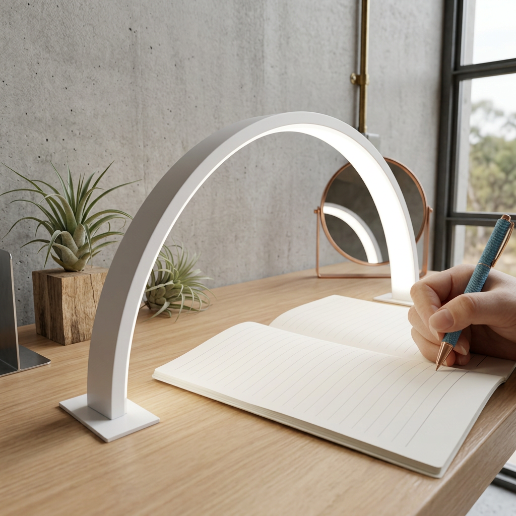 Elara Haus Half-Moon LED Task Light for Desk & Beauty