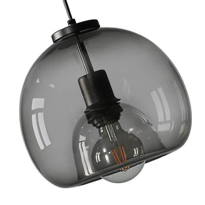 Minimalist Smoke Gray 1-Light Hand-Blown Glass Dome Pendant Light 6