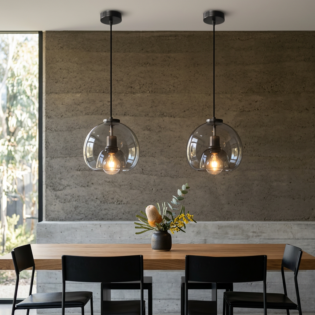 Elara Haus Hand-Blown Double Glass Orb Ceiling Lamp