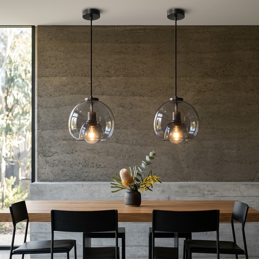 Elara Haus Hand-Blown Double Glass Orb Ceiling Lamp