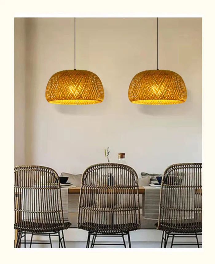 Boho Rattan Pendant Lamp – Handwoven Bamboo Ceiling Lamp 2