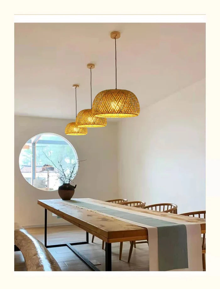 Boho Rattan Pendant Lamp – Handwoven Bamboo Ceiling Lamp 3