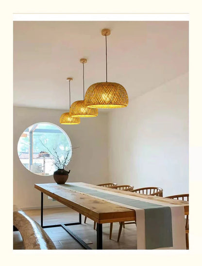 Boho Rattan Pendant Lamp – Handwoven Bamboo Ceiling Lamp 3