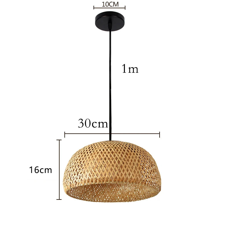 Boho Rattan Pendant Lamp – Handwoven Bamboo Ceiling Lamp 4