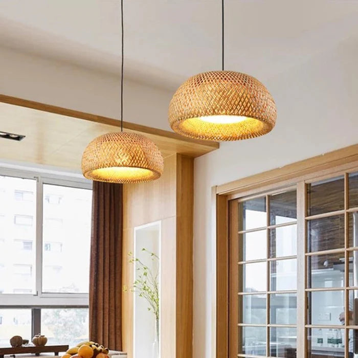 Boho Rattan Pendant Lamp – Handwoven Bamboo Ceiling Lamp 0