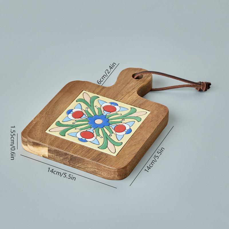 Rustic Coaster | Solid Wood & Ceramic Trivet 9
