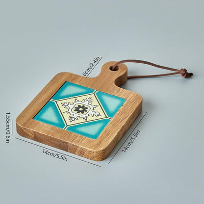 Rustic Coaster | Solid Wood & Ceramic Trivet 10