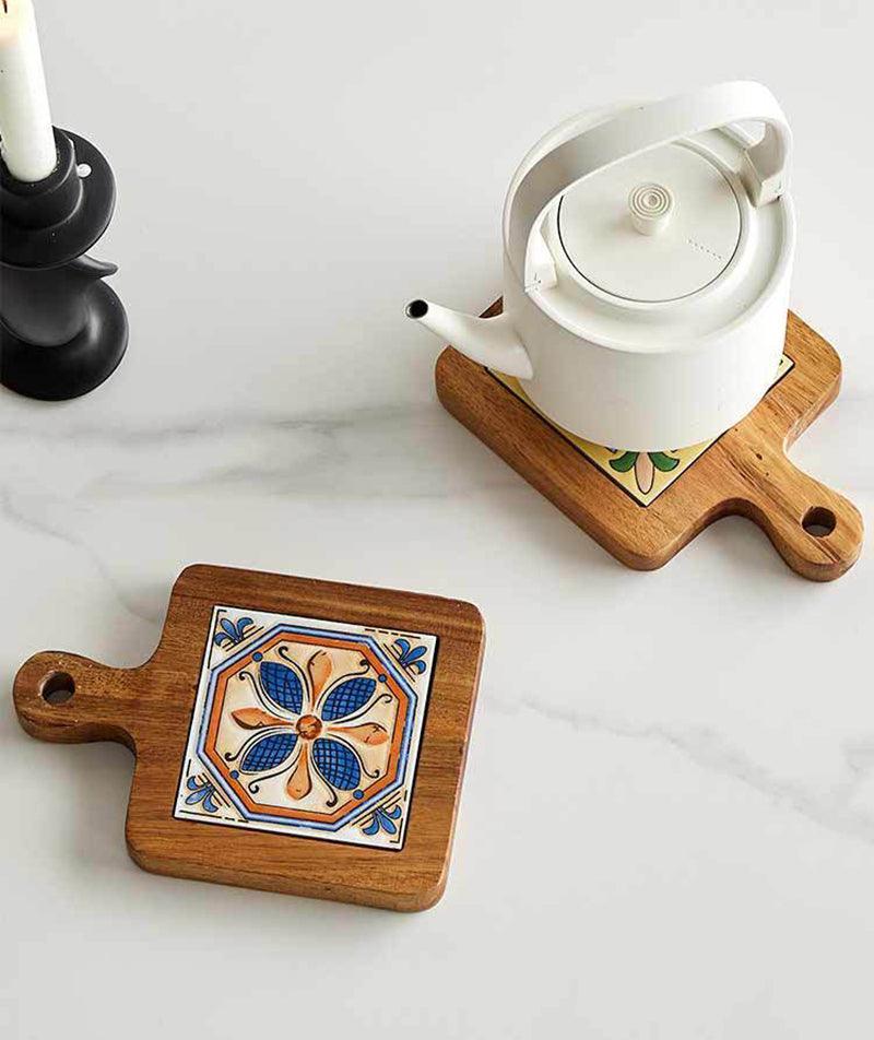 Rustic Coaster | Solid Wood & Ceramic Trivet 3