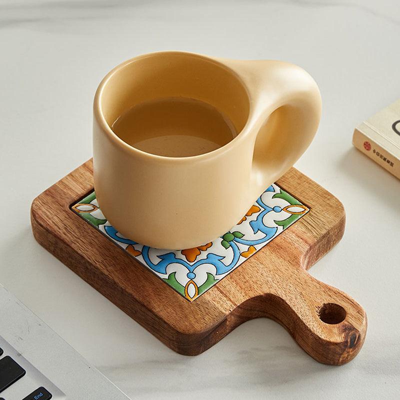 Rustic Coaster | Solid Wood & Ceramic Trivet 4