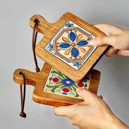 Rustic Coaster | Solid Wood & Ceramic Trivet 5