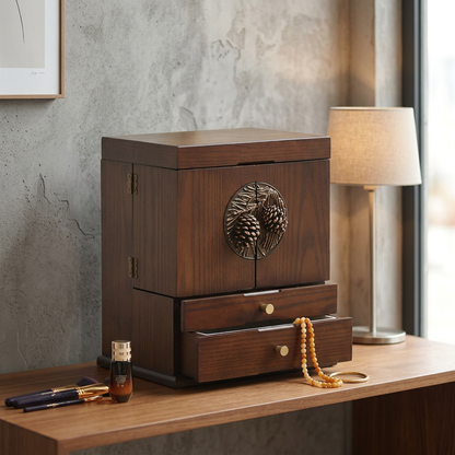 Elara Haus Heritage Walnut Pinecone Vanity Chest