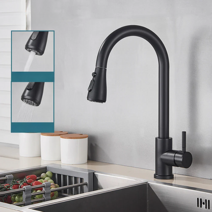 Skanto | Extendable Faucet with Single Lever Mixer - Flexible Faucet with Shower Function, High Quality Stainless Steel, Ideal for Modern Kitchens, Easy Installation 2