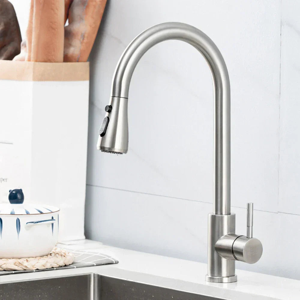 Skanto | Extendable Faucet with Single Lever Mixer - Flexible Faucet with Shower Function, High Quality Stainless Steel, Ideal for Modern Kitchens, Easy Installation 5
