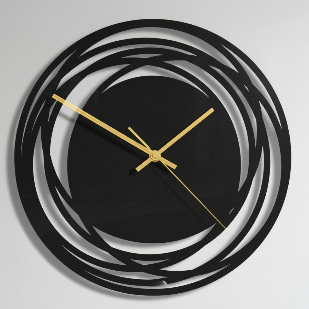 Elara Haus High-Quality Artistic Geometric Wall Clock - Non-Ticking Movement