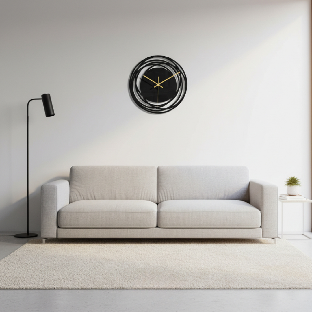 Elara Haus High-Quality Artistic Geometric Wall Clock - Non-Ticking Movement