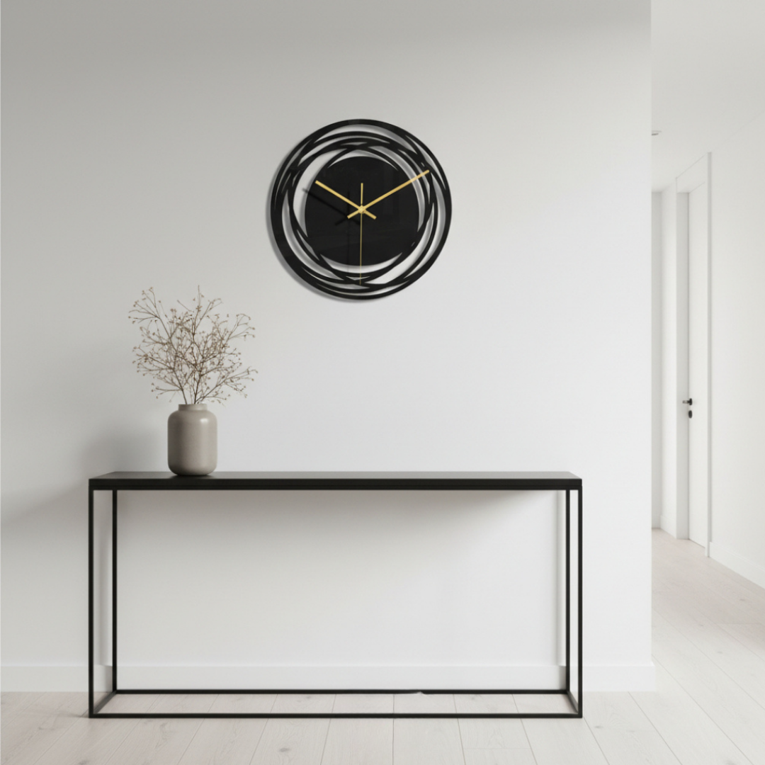 Elara Haus High-Quality Artistic Geometric Wall Clock - Non-Ticking Movement
