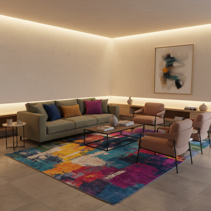 Elara Haus High-Quality Artistic Multi-Colour Area Rug - Modern Painterly Decor