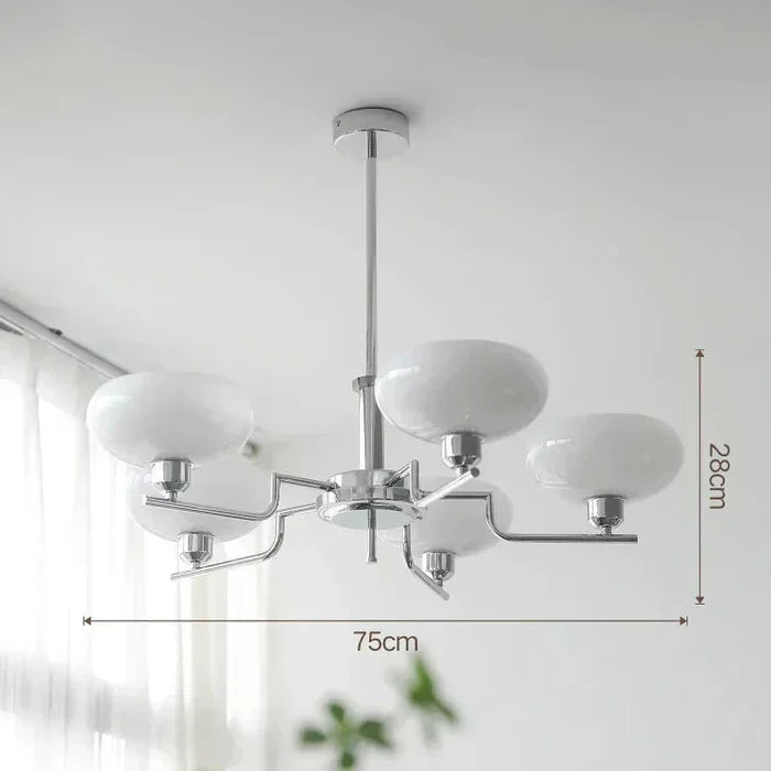 Modern Chandelier with Opal Glass Shades – Elegant Ceiling Lamp 8