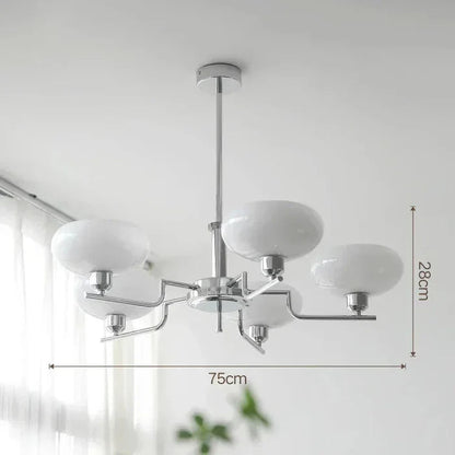 Modern Chandelier with Opal Glass Shades – Elegant Ceiling Lamp 8
