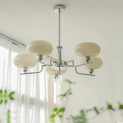 Modern Chandelier with Opal Glass Shades – Elegant Ceiling Lamp 9