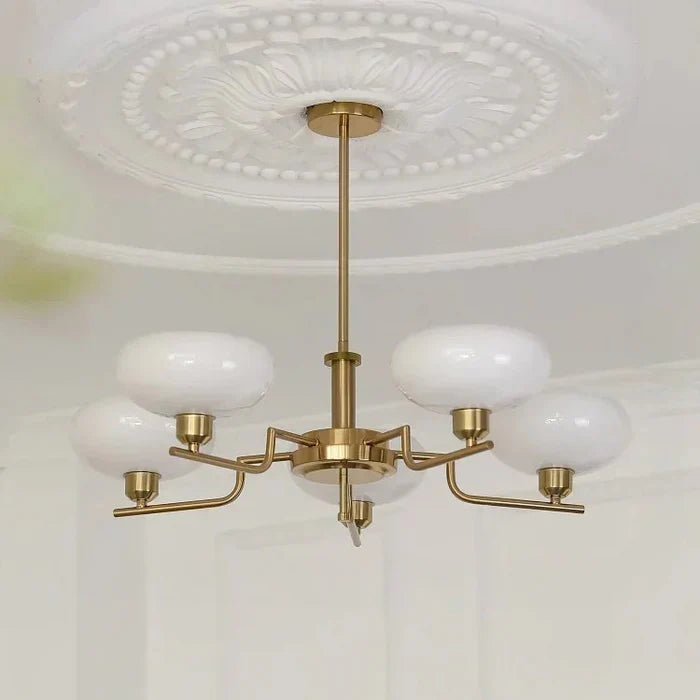 Modern Chandelier with Opal Glass Shades – Elegant Ceiling Lamp 10