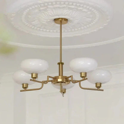 Modern Chandelier with Opal Glass Shades – Elegant Ceiling Lamp 10