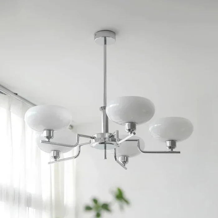 Modern Chandelier with Opal Glass Shades – Elegant Ceiling Lamp 0