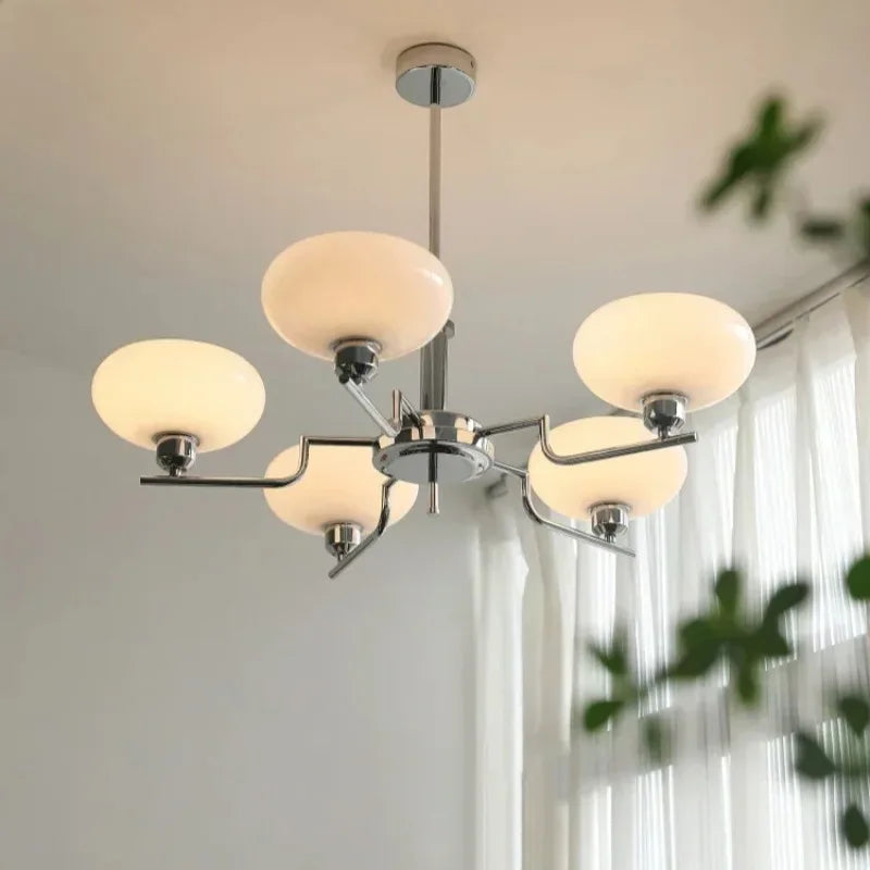 Modern Chandelier with Opal Glass Shades – Elegant Ceiling Lamp 1