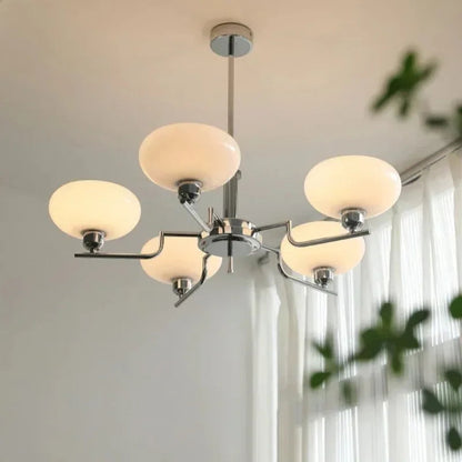 Modern Chandelier with Opal Glass Shades – Elegant Ceiling Lamp 1