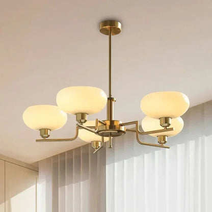 Modern Chandelier with Opal Glass Shades – Elegant Ceiling Lamp 3