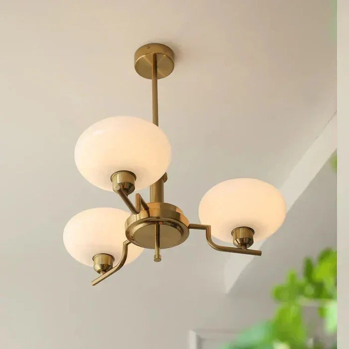 Modern Chandelier with Opal Glass Shades – Elegant Ceiling Lamp 4
