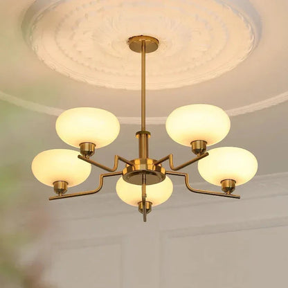 Modern Chandelier with Opal Glass Shades – Elegant Ceiling Lamp 5