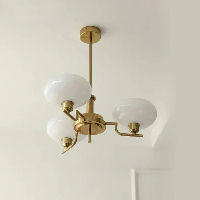 Modern Chandelier with Opal Glass Shades – Elegant Ceiling Lamp 6