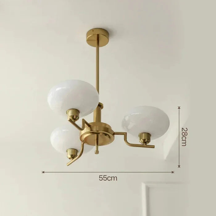 Modern Chandelier with Opal Glass Shades – Elegant Ceiling Lamp 7