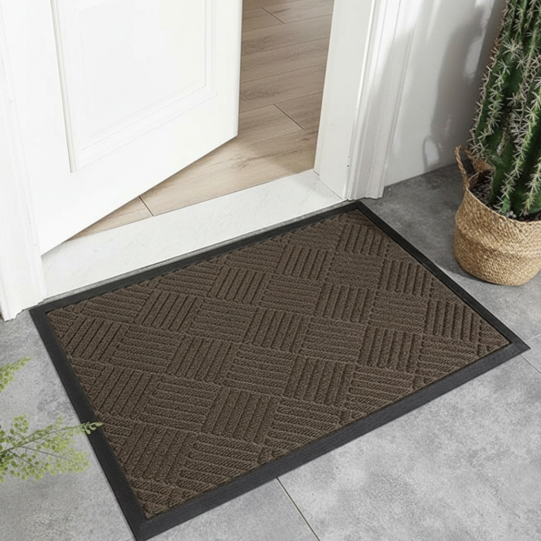 Elara Haus High-Quality Geometric Textured Entrance Mat - Indoor & Outdoor Use