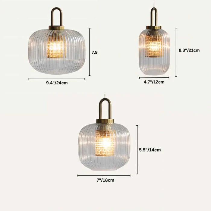 Modern glass pendant lamp with a grooved shade 8
