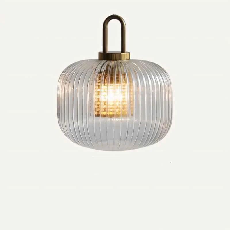 Modern glass pendant lamp with a grooved shade 9