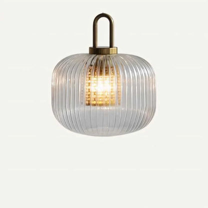 Modern glass pendant lamp with a grooved shade 9