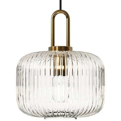 Modern glass pendant lamp with a grooved shade 3