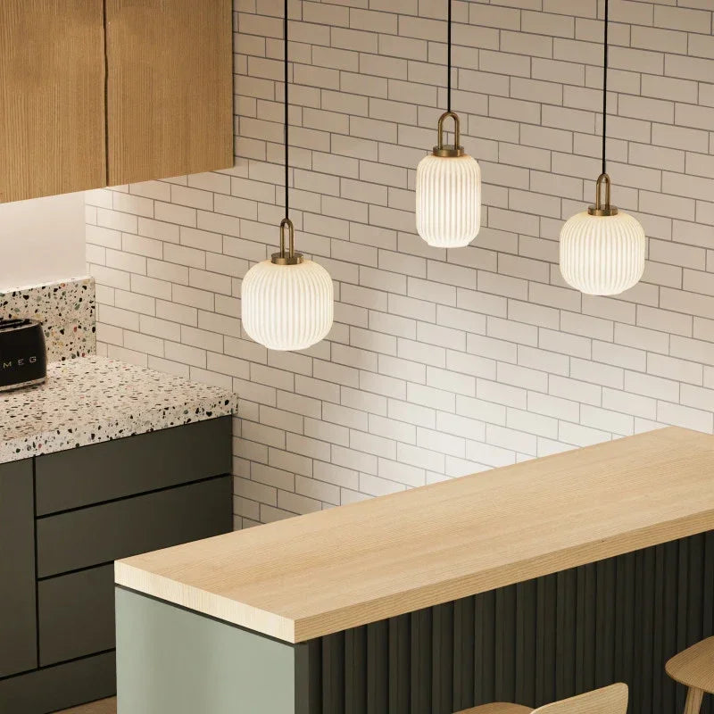 Modern glass pendant lamp with a grooved shade 6