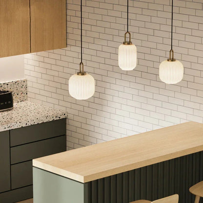 Modern glass pendant lamp with a grooved shade 6