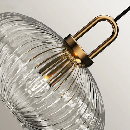Modern glass pendant lamp with a grooved shade 7