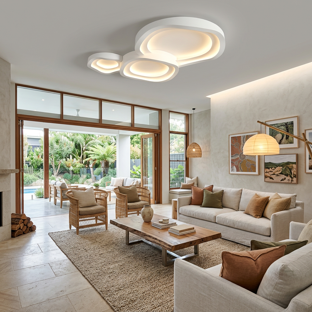 Elara Haus High-Quality Integrated LED Flush Mount – Modern Tiered Art