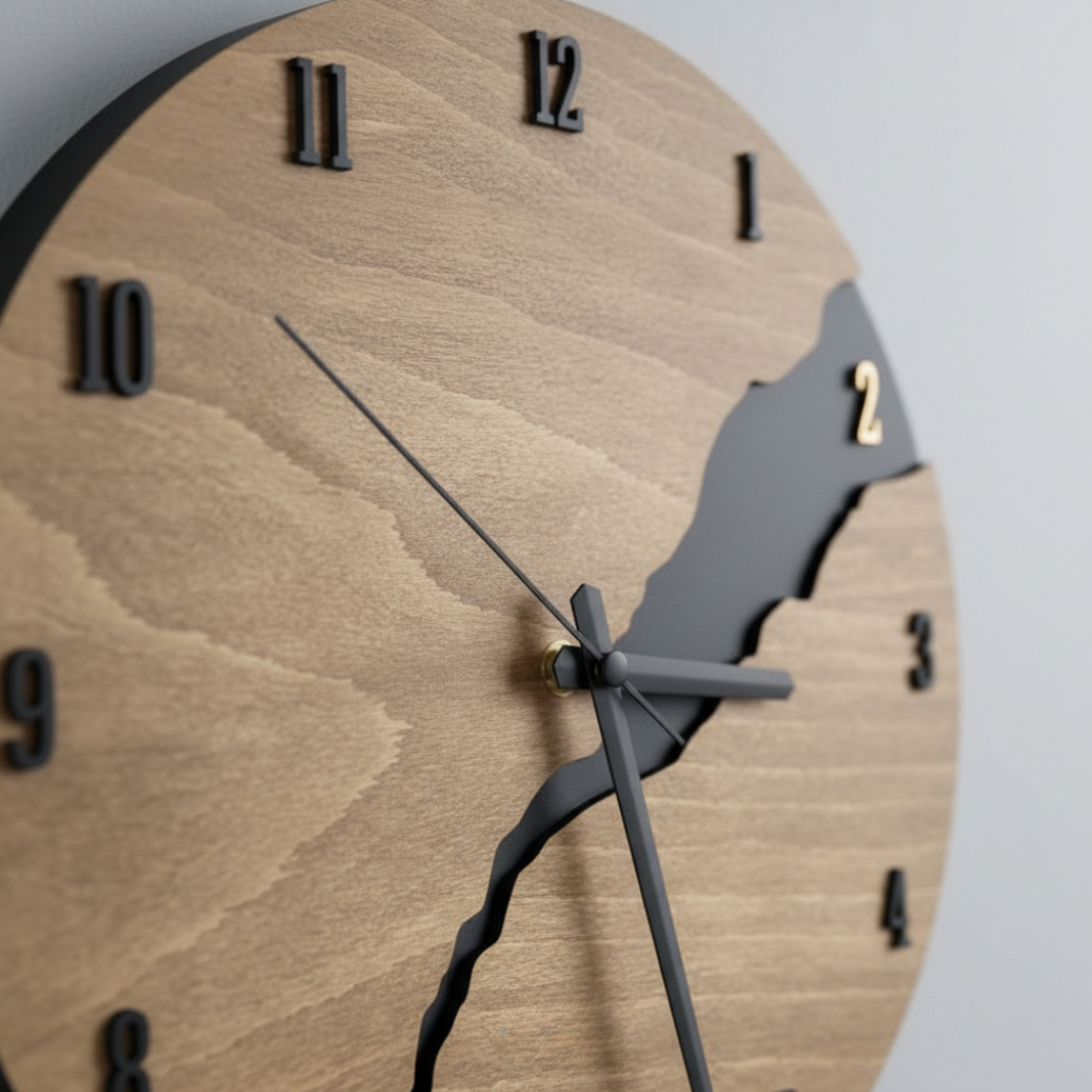 Elara Haus High-Quality Natural Timber Wall Clock - Modern Minimalist Art