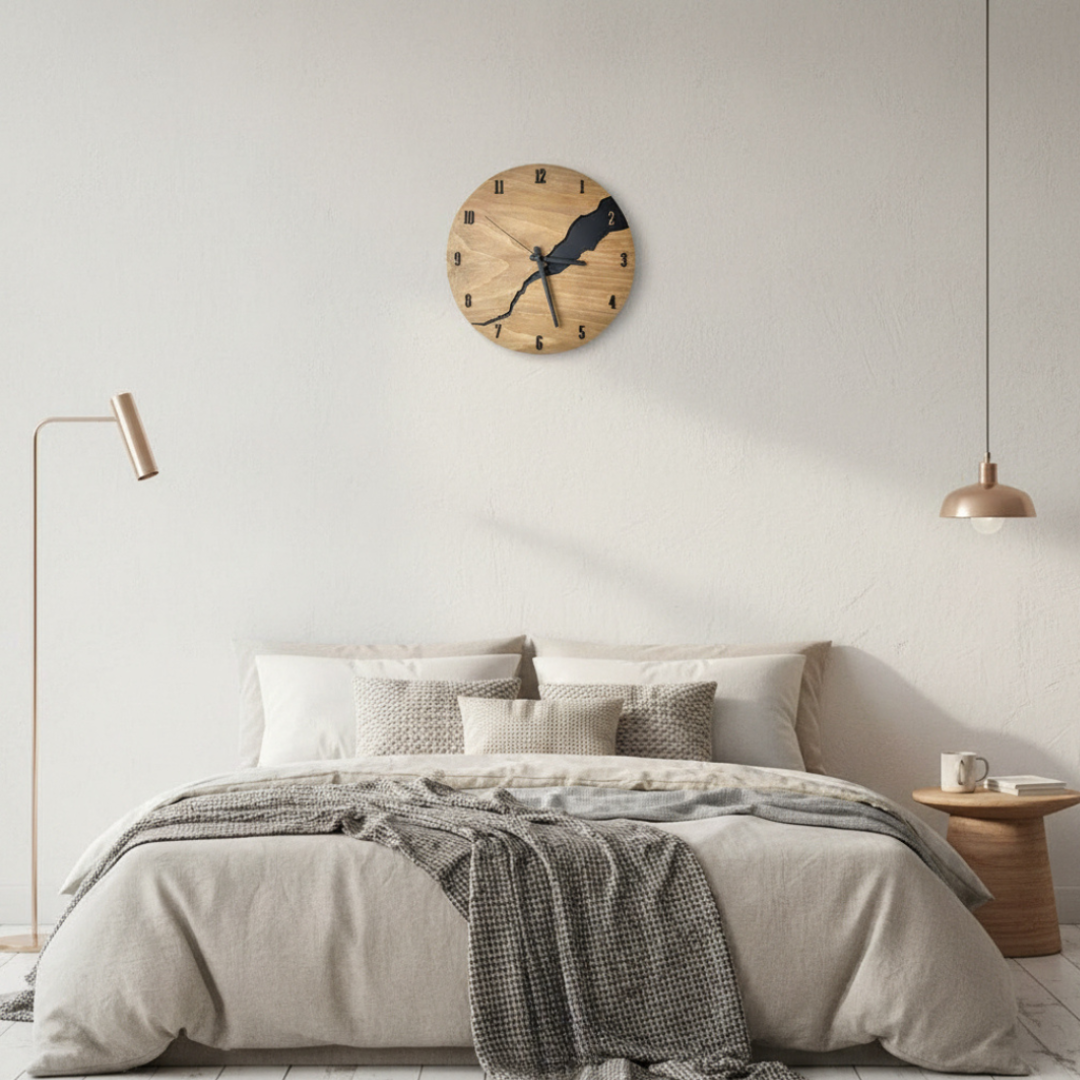 Elara Haus High-Quality Natural Timber Wall Clock - Modern Minimalist Art