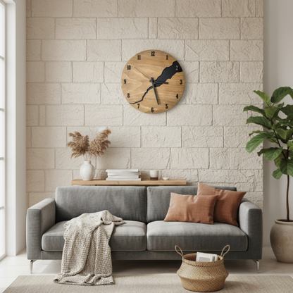 Elara Haus High-Quality Natural Timber Wall Clock - Modern Minimalist Art