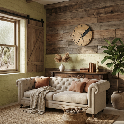 Elara Haus High-Quality Natural Timber Wall Clock - Modern Minimalist Art